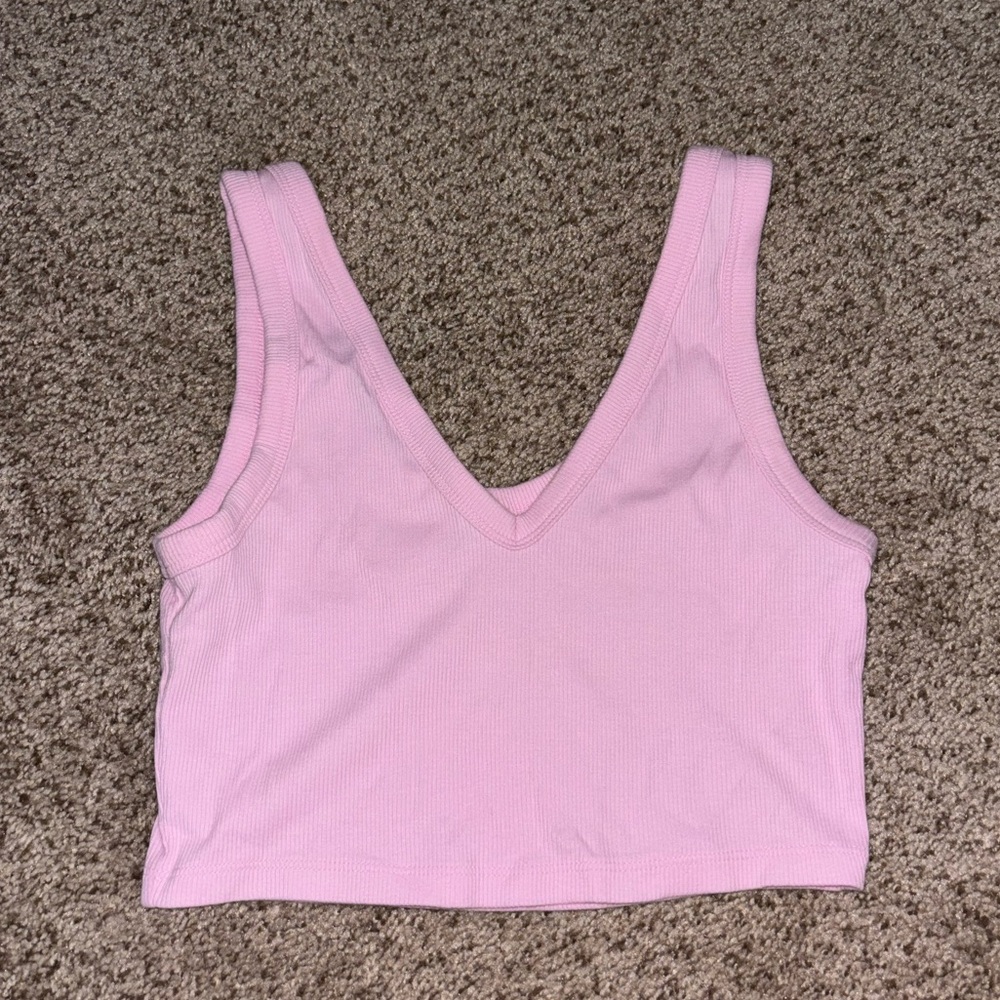 Pink V-Neck Cropped Tank